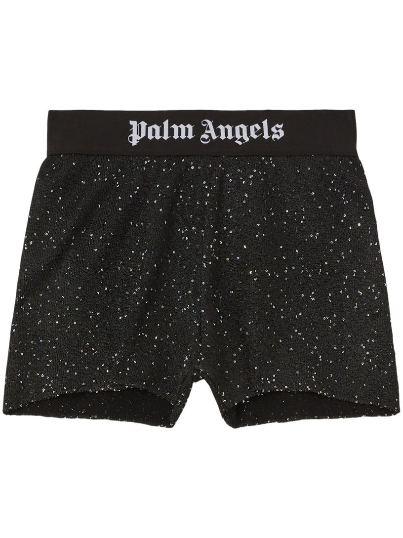 PALM ANGELS Soiree knit logo shorts