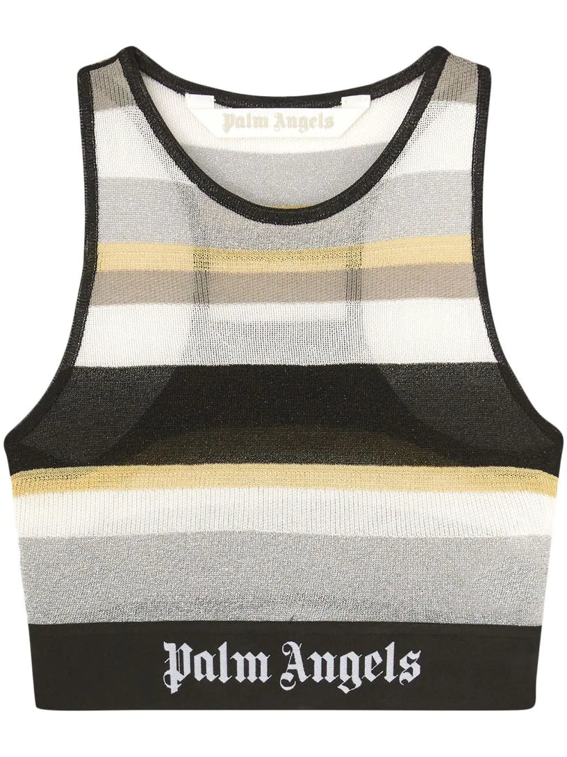 PALM ANGELS Striped lurex logo top