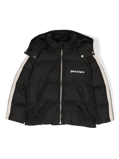 LOGO TRACK HOODED PUFFER JACKET