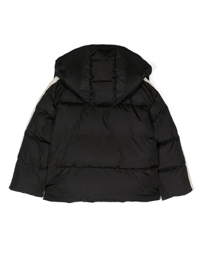 LOGO TRACK HOODED PUFFER JACKET