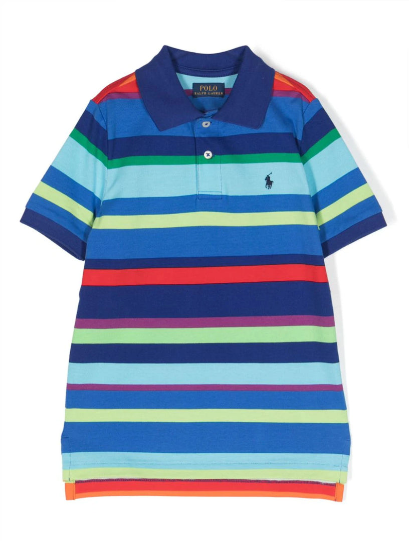 Striped Cotton Mesh Polo Shirt