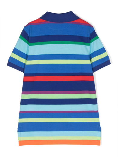 Striped Cotton Mesh Polo Shirt