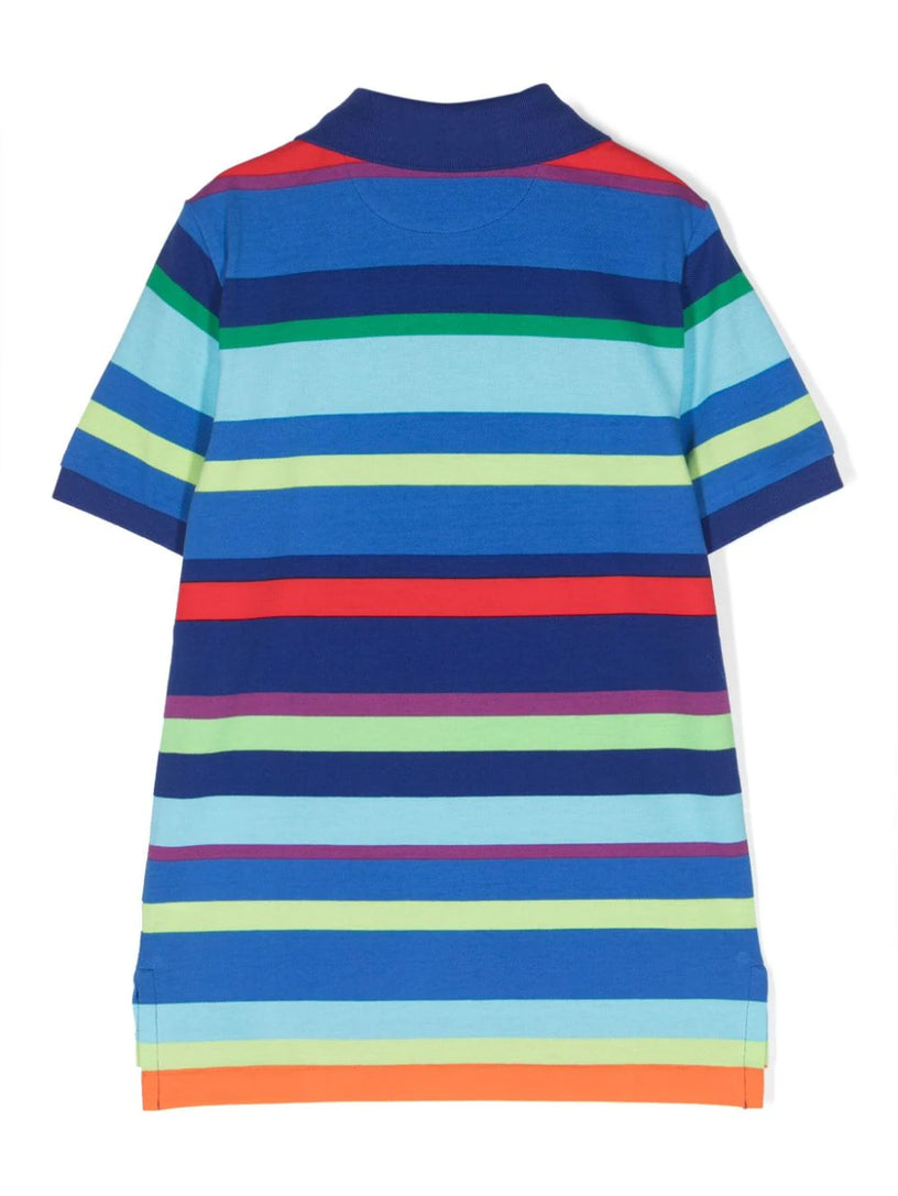 Striped Cotton Mesh Polo Shirt