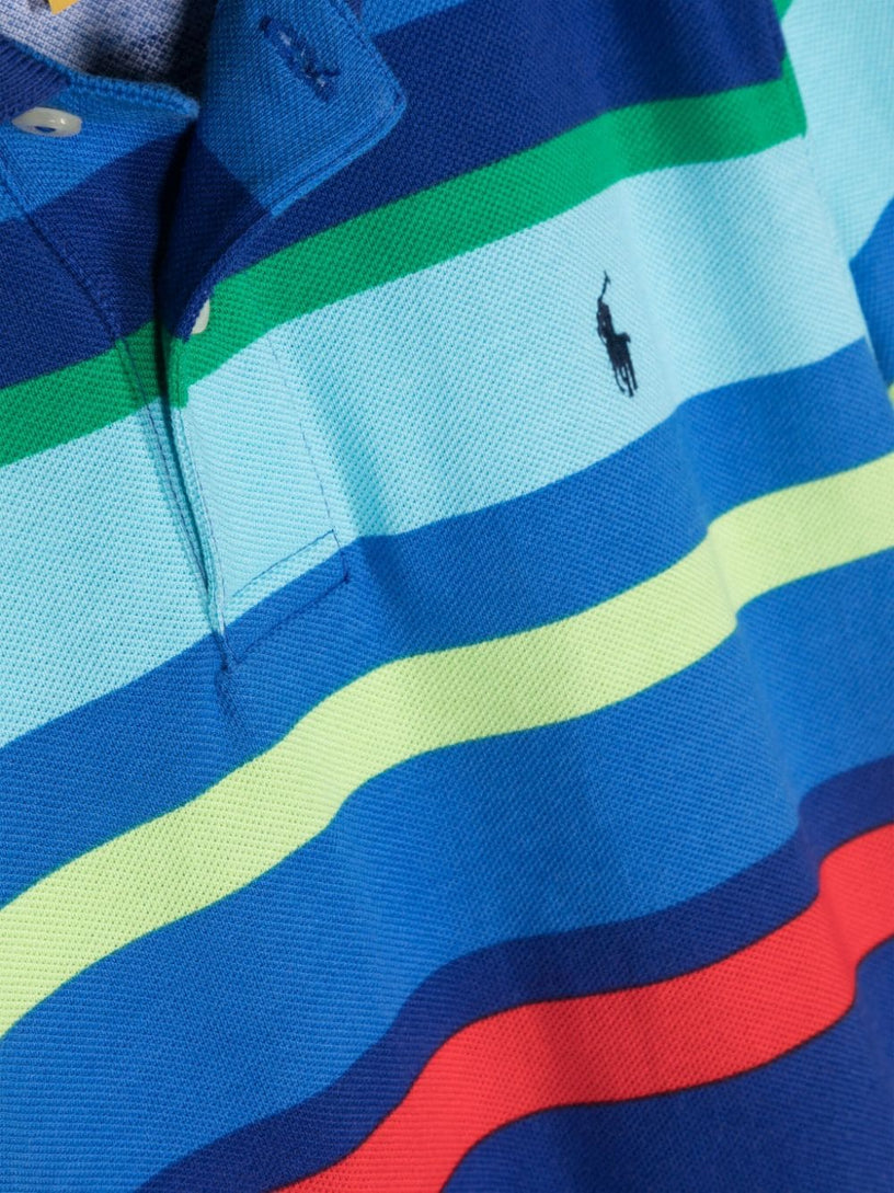 Striped Cotton Mesh Polo Shirt