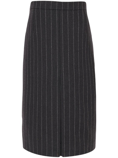 Striped wool pencil skirt