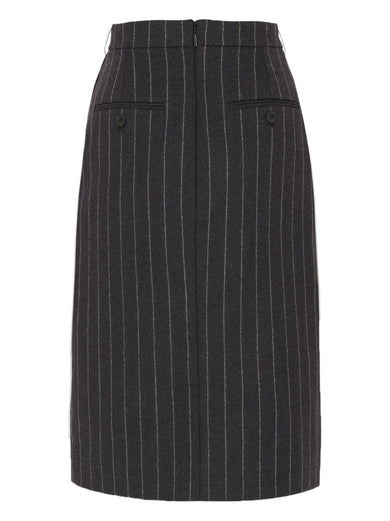 Striped wool pencil skirt