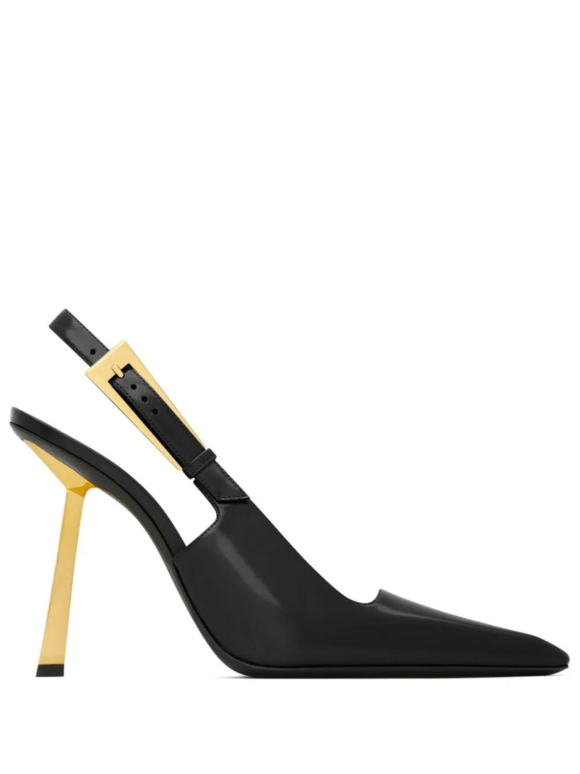 Saint Laurent Lee open-back pumps in shiny leather