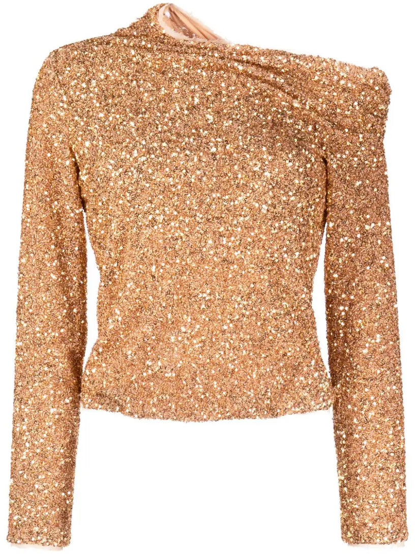 SELF PORTRAIT Sequin asymmetric top