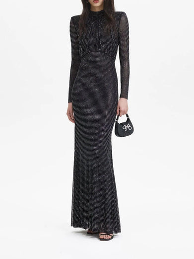 Rhinestone Mesh Maxi Dress