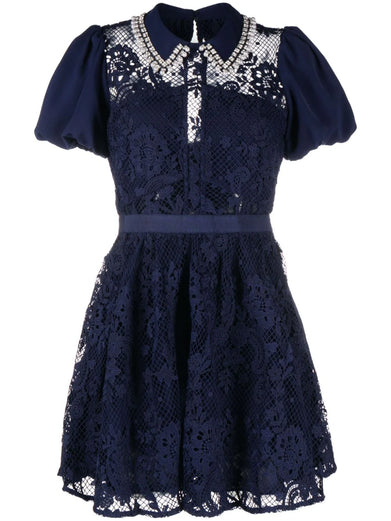 Lace Diamante Mini Dress