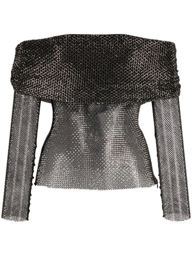 Rhinestone Fishnet Top