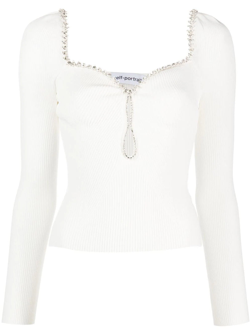 SELF PORTRAIT Knit diamante top