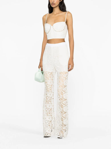 White Cord Lace Diamante Top