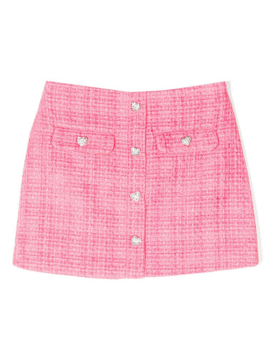 Pink Textured Woven Mini Skirt