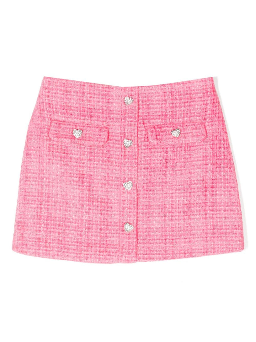 Pink Textured Woven Mini Skirt