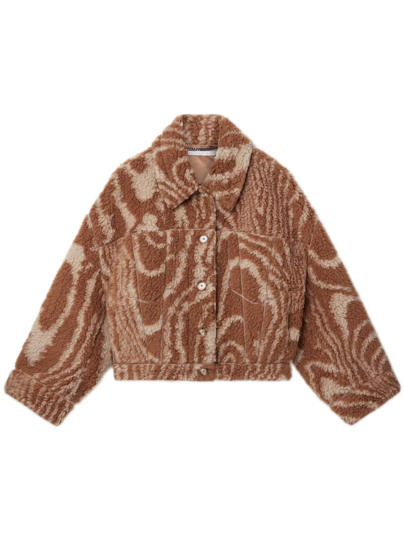 STELLA McCARTNEY Woodgrain print teddy jacket