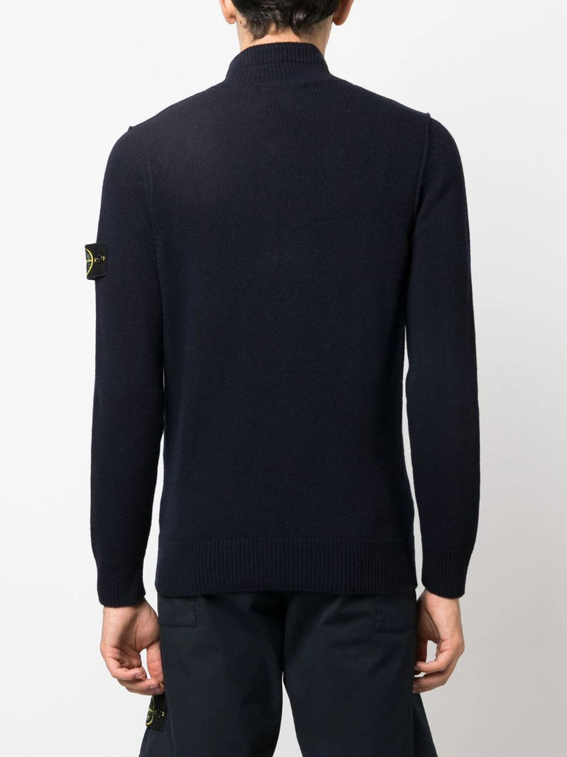 Compass-patch buttoned-up jumper