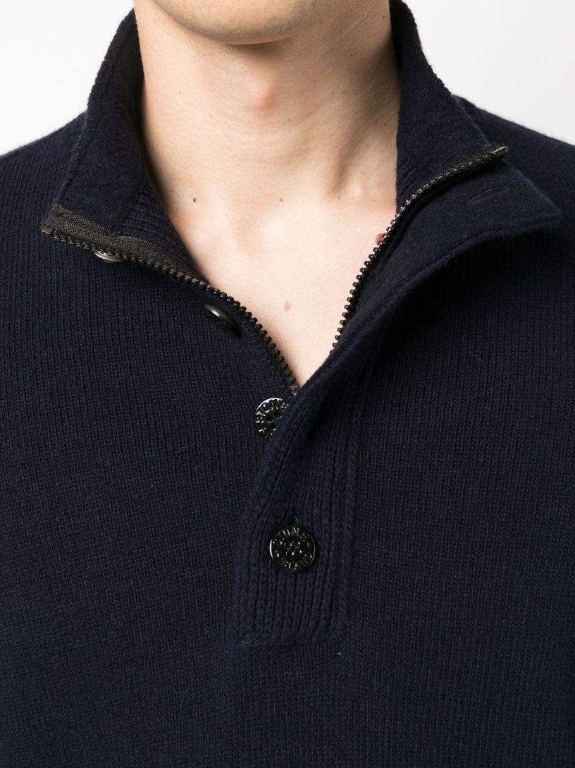 Compass-patch buttoned-up jumper