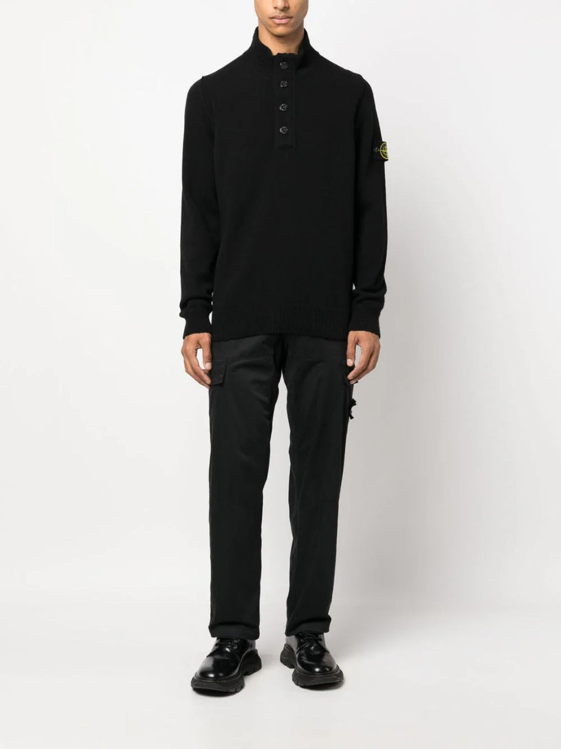 Compass-patch buttoned-up jumper