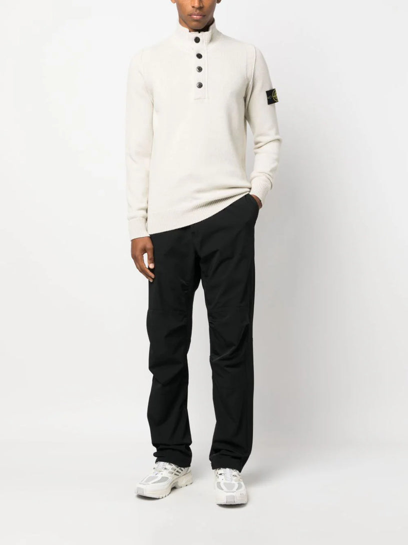 Compass-patch buttoned-up jumper