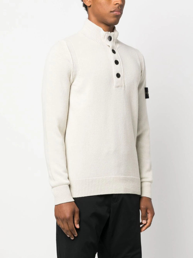 Compass-patch buttoned-up jumper