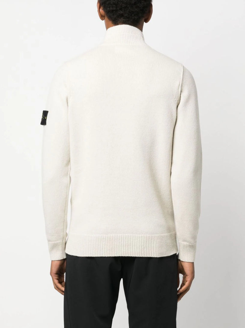 Compass-patch buttoned-up jumper