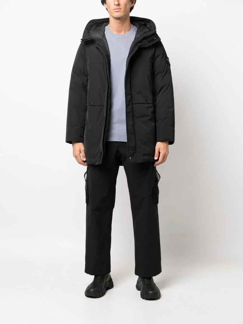 Compass-patch padded coat