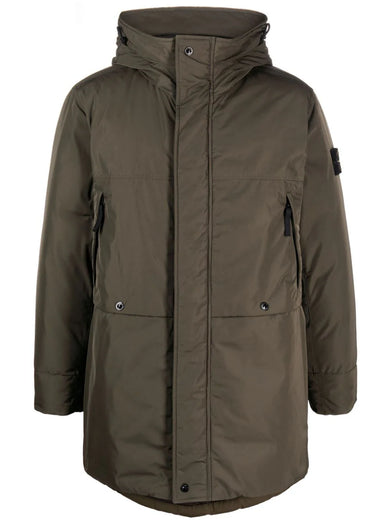 Compass-patch padded coat