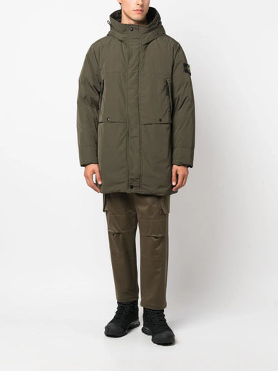 Compass-patch padded coat