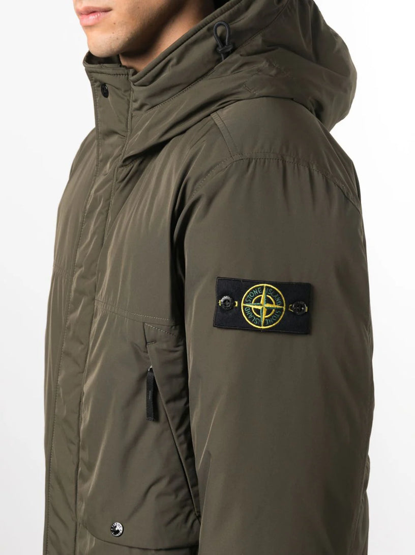 Compass-patch padded coat