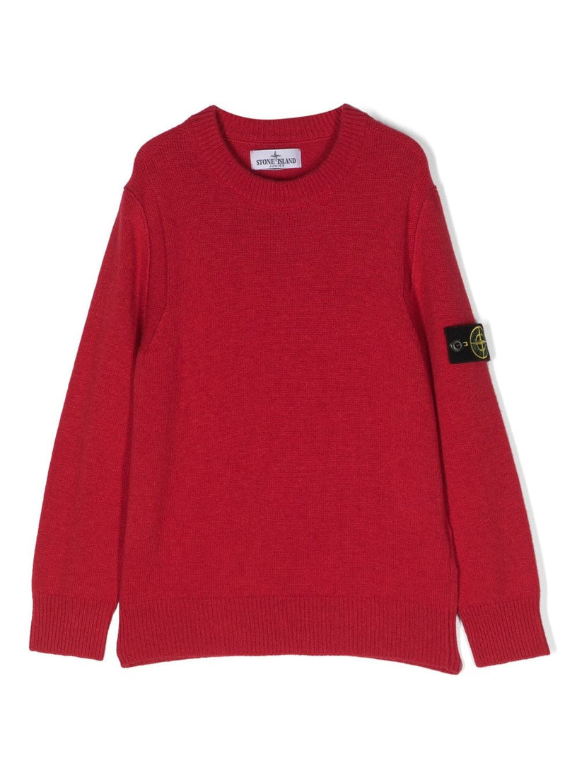 Compass-badge crew-neck jumper