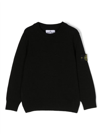 Compass-badge crew-neck jumper