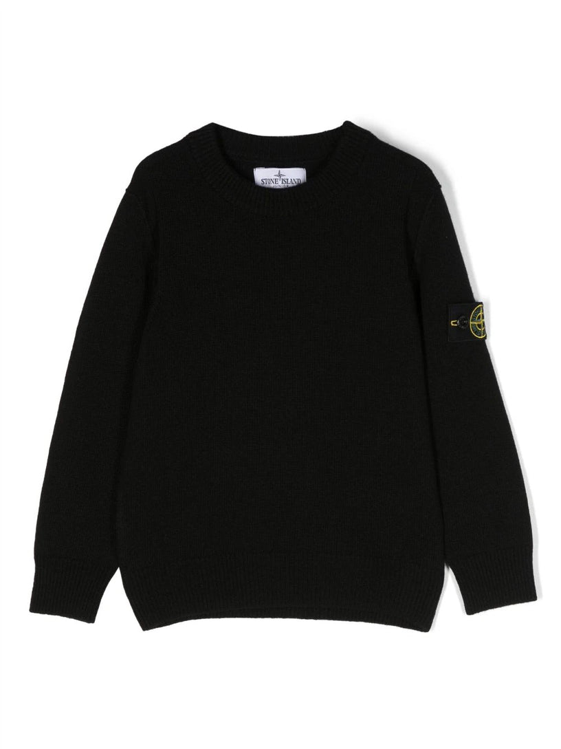 Compass-badge crew-neck jumper