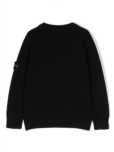 Compass-badge crew-neck jumper