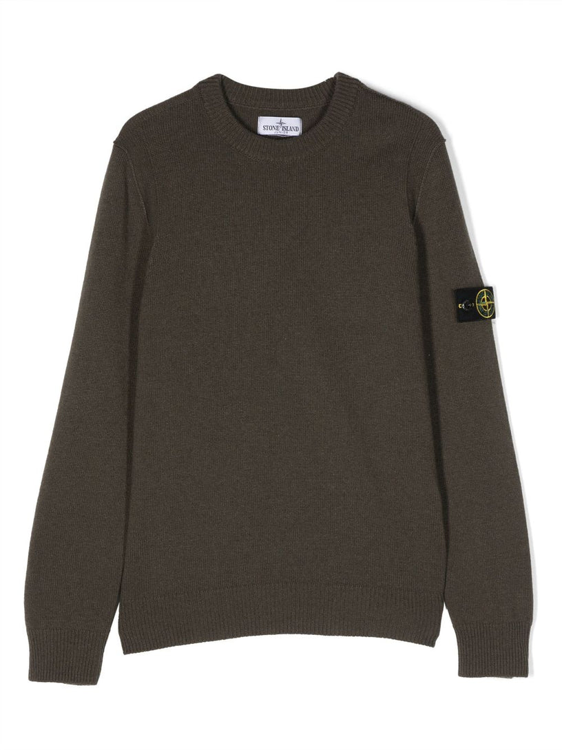 Compass-badge crew-neck jumper