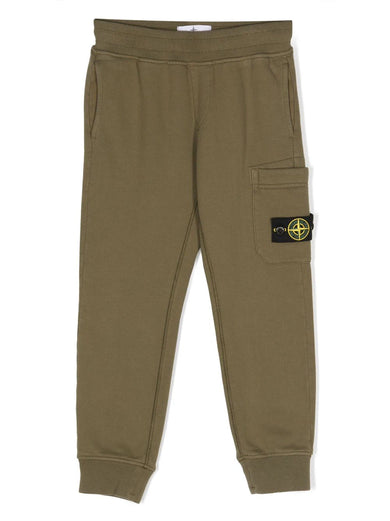 Compass-patch cotton track pants