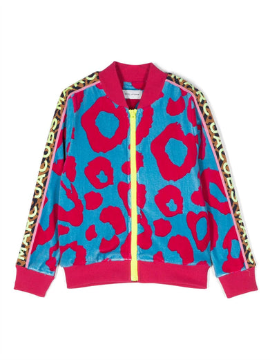 Logo-print velvet jacket