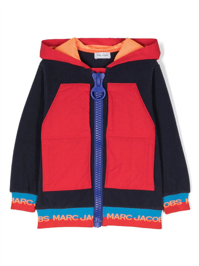 Colour-block zip-up hoodie