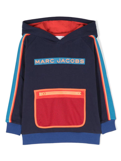 Colour-block logo-print hoodie