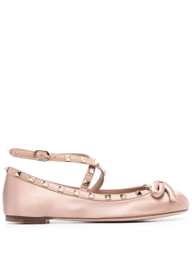 Rockstud satin ballerina