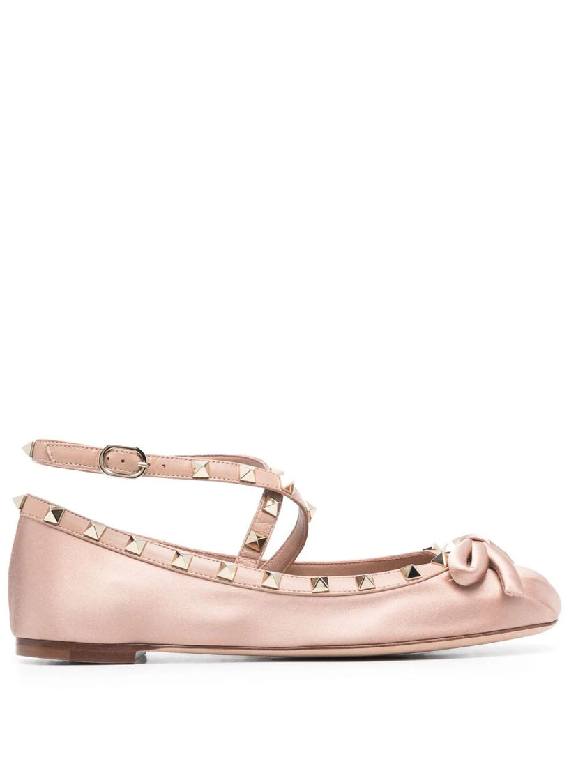 Valentino Garavani Rockstud satin ballerina