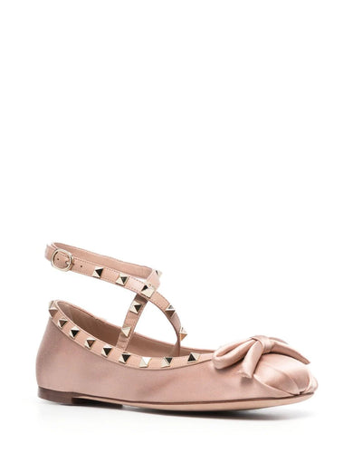 Rockstud satin ballerina