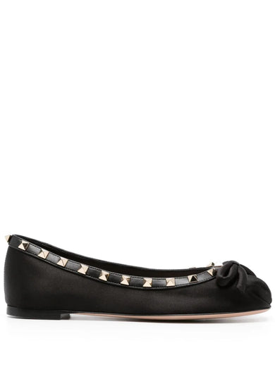 Rockstud satin ballerina