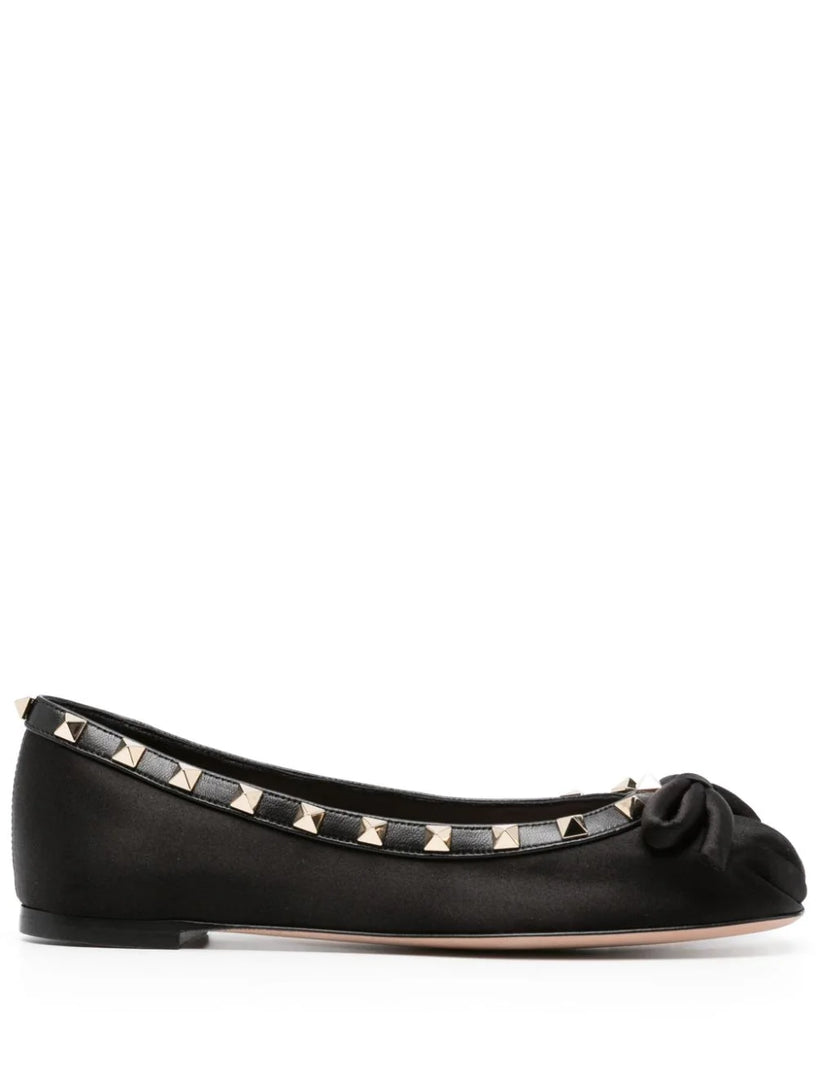 Valentino Garavani Rockstud satin ballerina