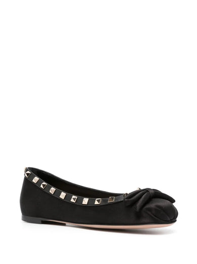 Rockstud satin ballerina