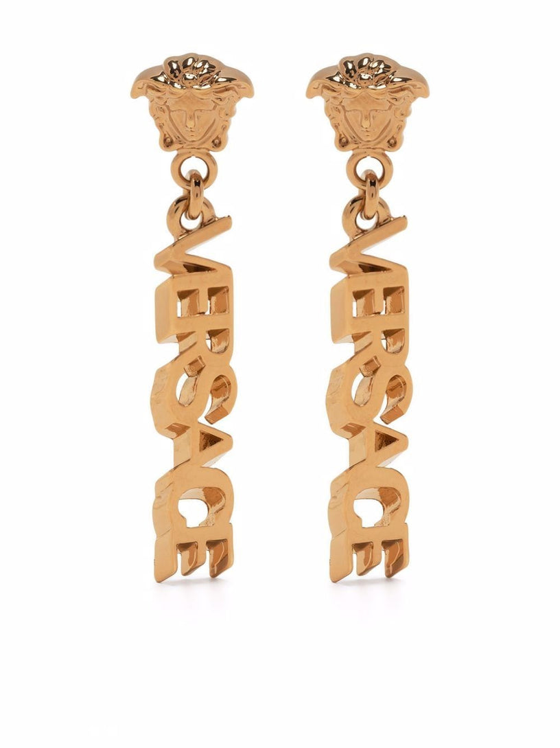 VERSACE Logo drop earrings