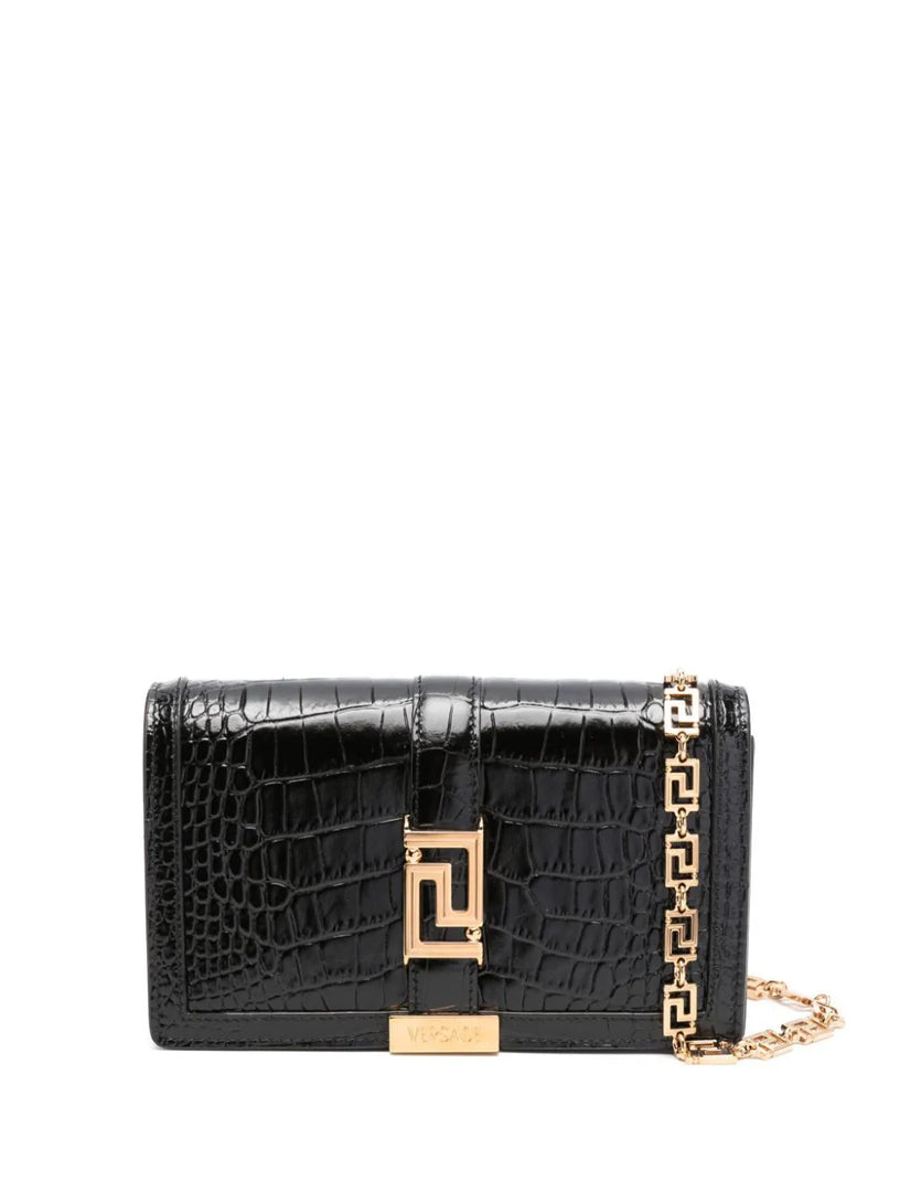 VERSACE Croc-effect greca goddess mini bag