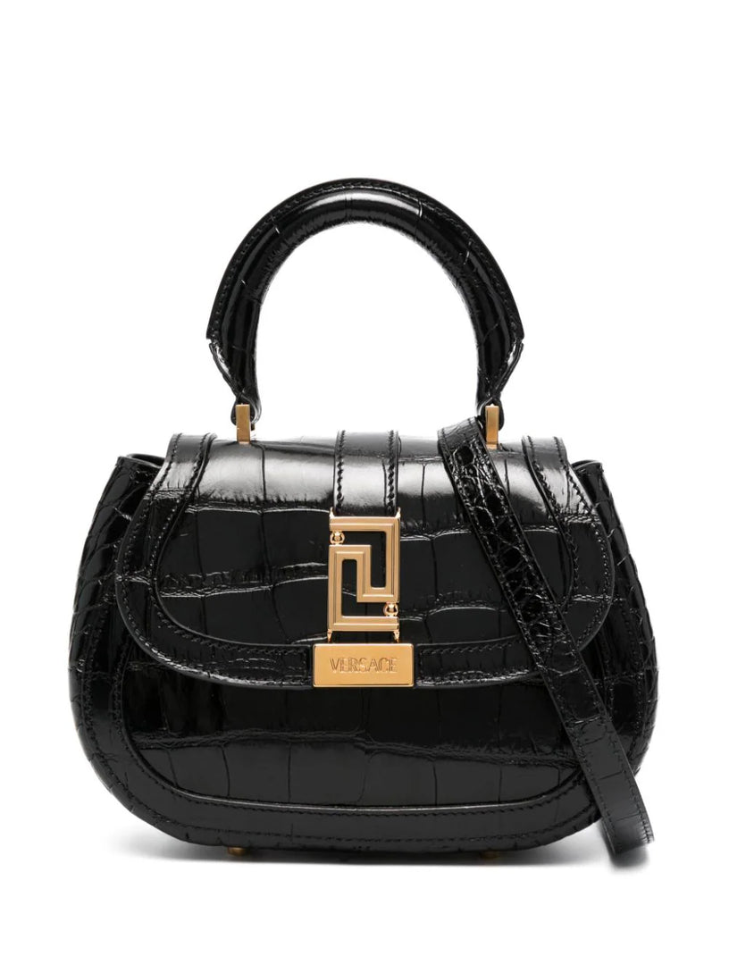 VERSACE Croc-effect greca goddess mini bag