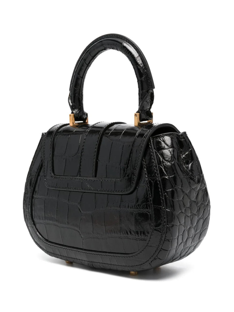 Croc-Effect Greca Goddess Mini Bag