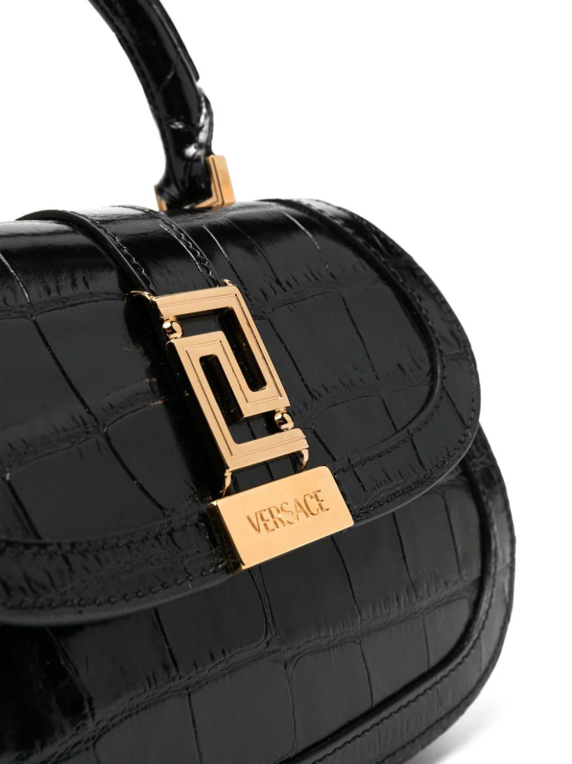 Croc-Effect Greca Goddess Mini Bag